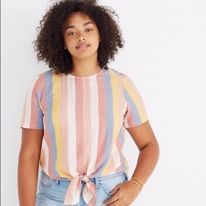 Madewell Button-Back Tie Tee in Sherbet Stripe